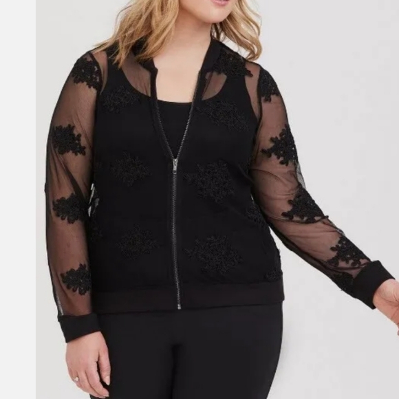 New Torrid Mesh Lace Bomber - Picture 3 of 4